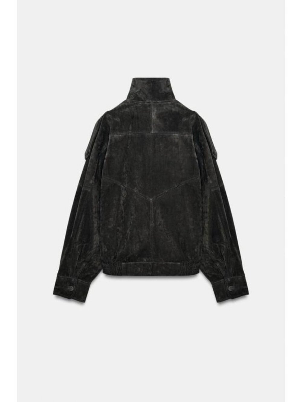 ZARA 100% SUEDE BIKER JACKET WITH COVERED BUTTONS - Picture 7 of 9